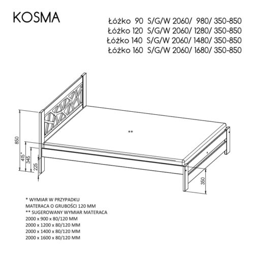Lova „KOSMA“ – pušis ant antracito