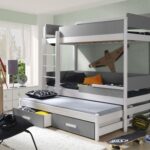 Dviaukštė lova su stalčiais QUATRO 3 asmenų 80x200 cm