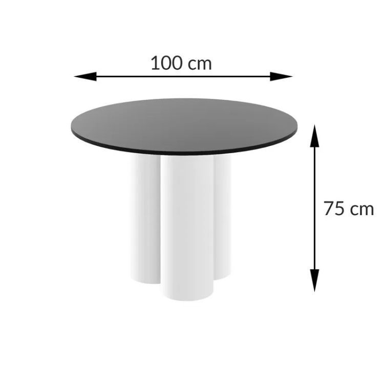 RAVEO apvalus stalas 100x100 blizgi juoda/blizgi balta — изображение 2