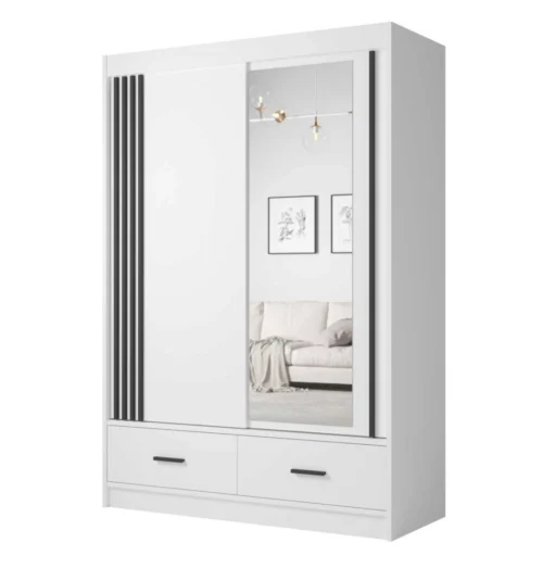 Stumdoma spinta su lamelėmis, veidrodžiu ir stalčiais Canada CA-150 balta