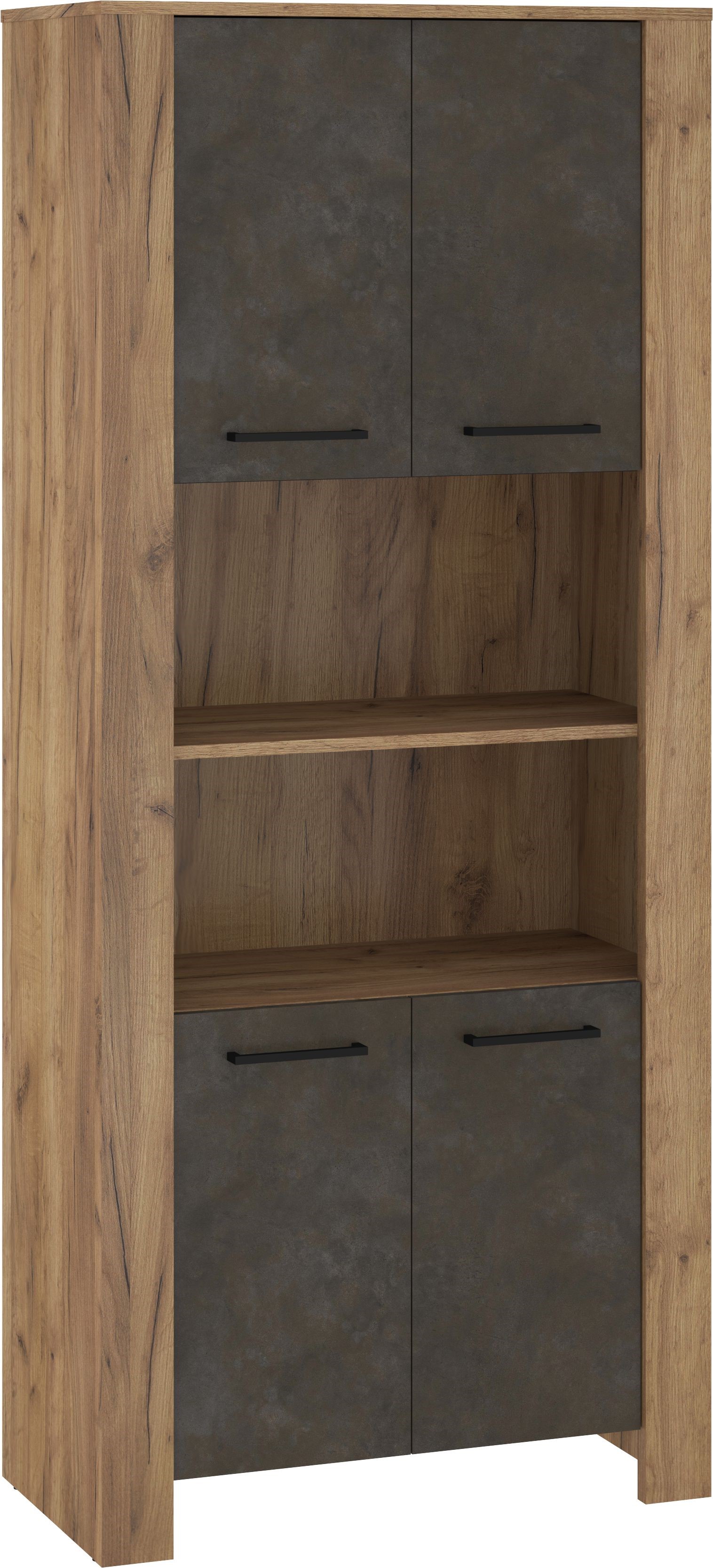 DELIS 09 baldai, aukšta knygų lentyna su durelėmis, rankdarbių lentynos, auksinė granados ruda