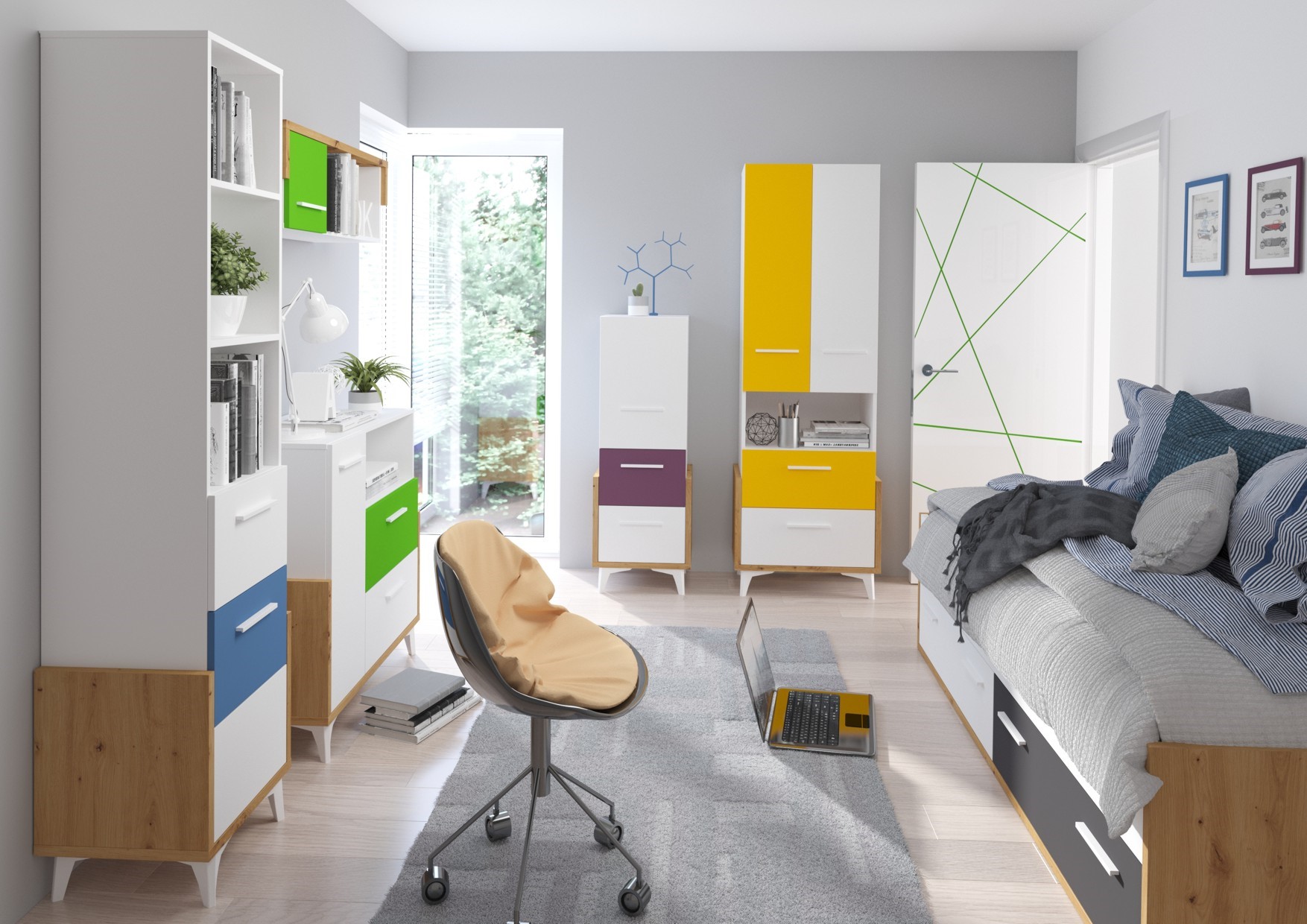 HEY baldai #3 jaunimo komplektas sieninė spintelė