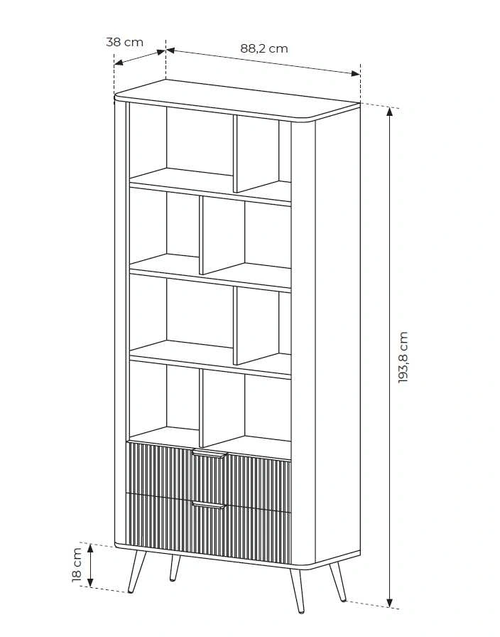 Lante knygų lentyna su aukštomis kojelėmis, juoda — изображение 6