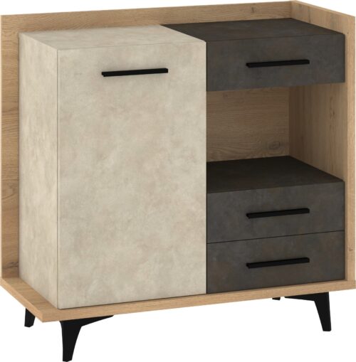 DOX 01 baldai, komoda, kremonos ąžuolas, granados ruda, svetainei