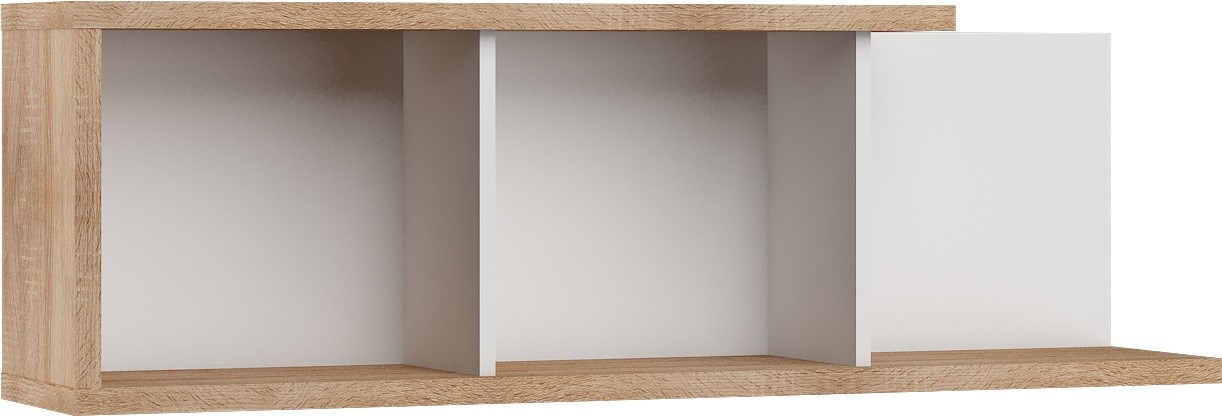 BRITA 15 baldų sieninė lentyna svetainei, Sonoma ąžuolas, balta