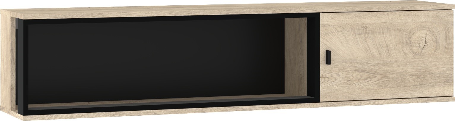 GAVES 16 baldai, sieninė lentyna, palėpės spintelė, ąžuolo imitacija, juoda