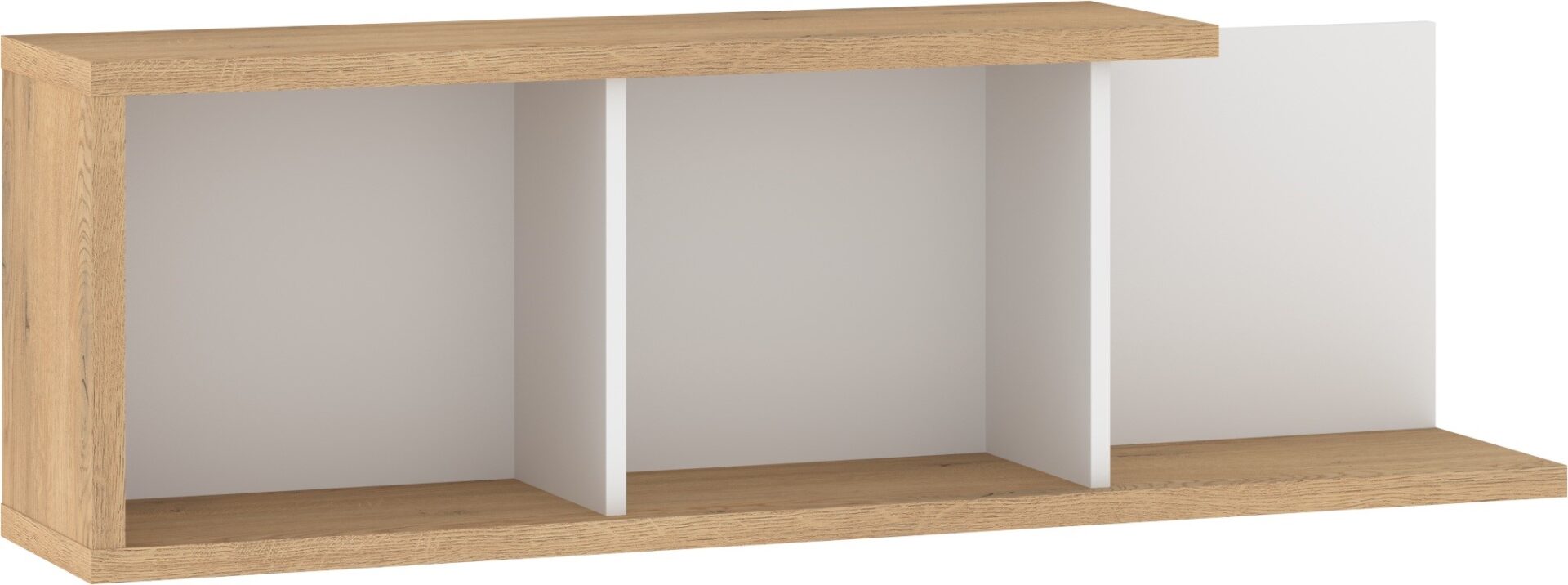 BRITA 15 baldų sieninė lentyna svetainei, kremonos ąžuolo balta spalva