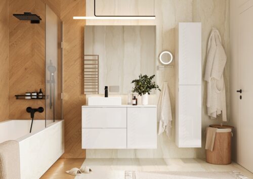 Vonios kambario komplektas „Rose“, blizgi balta