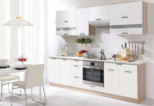 Moderni blizgi virtuvė Favorit balta 270 cm