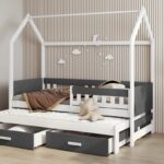 Lova su stalčiais namelis JASPER 2 asmenims 90x200 cm