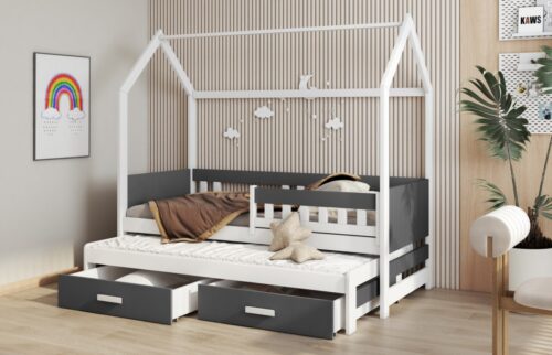 Lova su stalčiais namelis JASPER 2 asmenims 90×200 cm