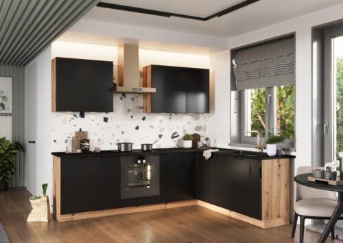 Kampinis virtuvės baldų komplektas 200/260 cm kampinė virtuvė Isabel