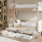 LOGAN trivietė dviaukštė lova su stalčiais 90x190 cm