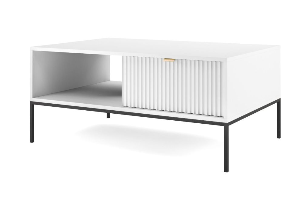 Nova kavos staliukas su stalčiumi L-104 baltas