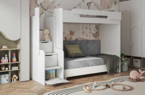 Dvi minkštos lovos Lagos II + Dorian mezzanine 90×200 cm