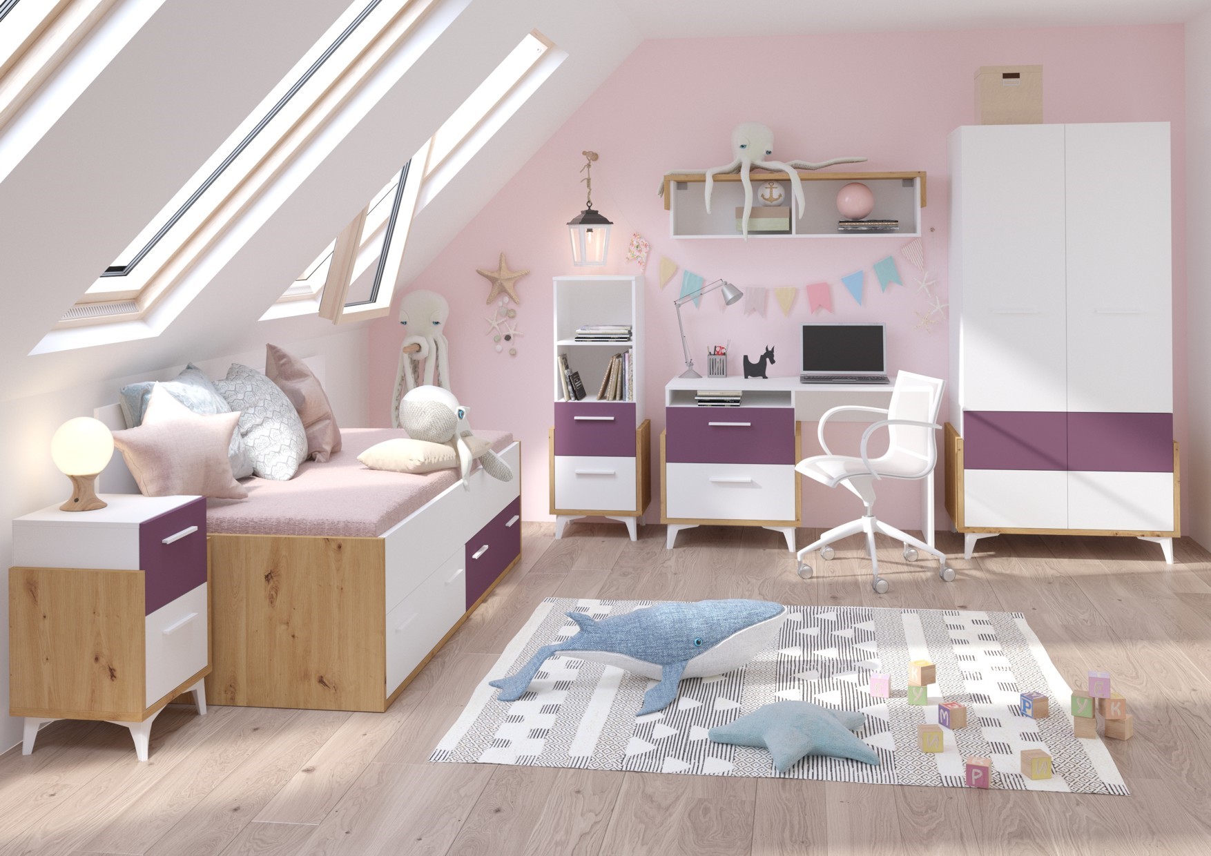 HEY baldai #1 jaunimo komplektas sieninė spintelė