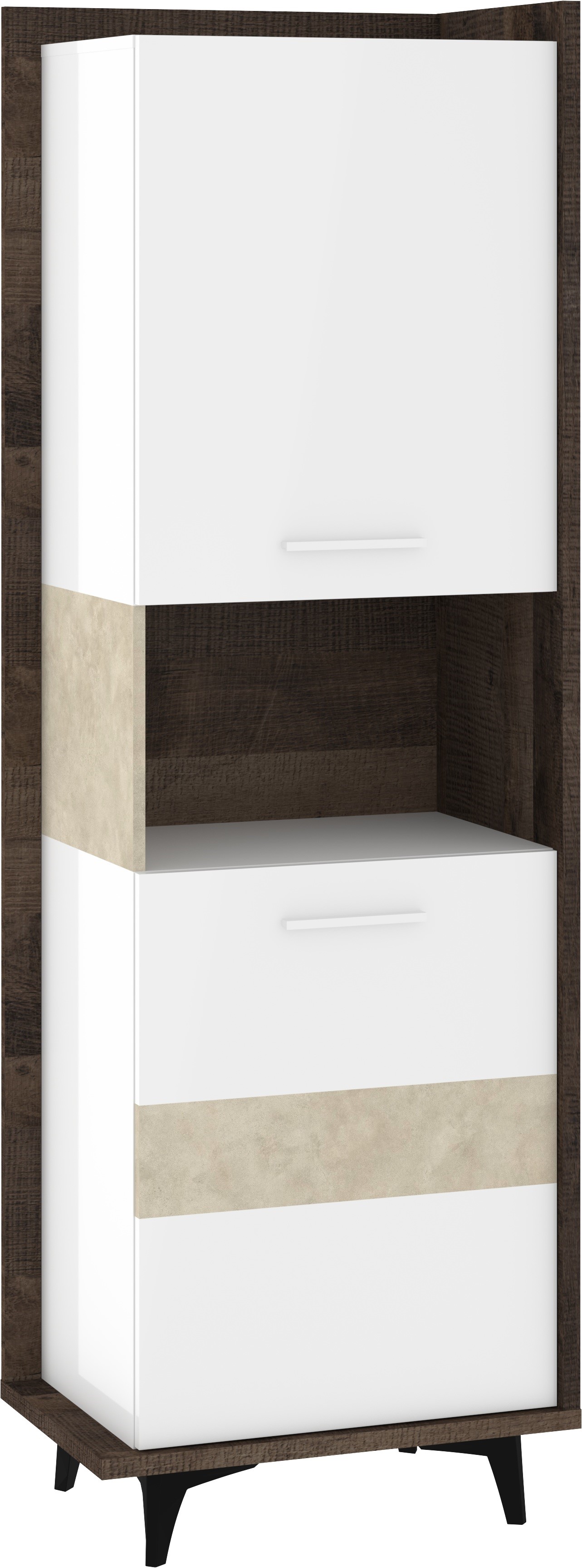 DOX 07 baldai, uždara knygų lentyna su durelėmis, ąžuolo granada, balta granada