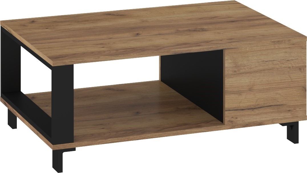 GAVES 04 baldai, modernus kavos staliukas svetainei, ąžuolo dirbiniai, auksinė, juoda