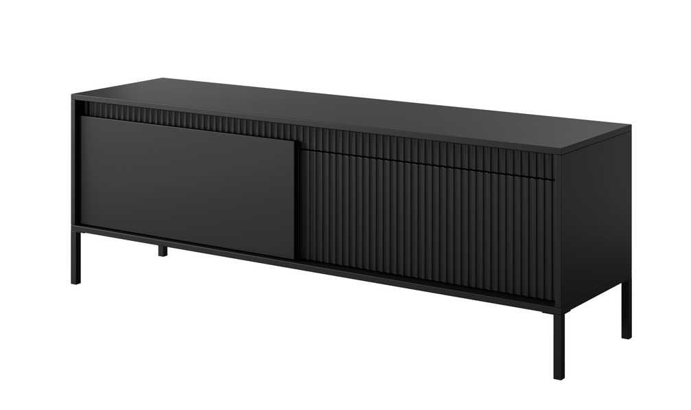 Stalas, komoda, TV spintelė, grioveliai ant fasado 153 2D Senso juoda