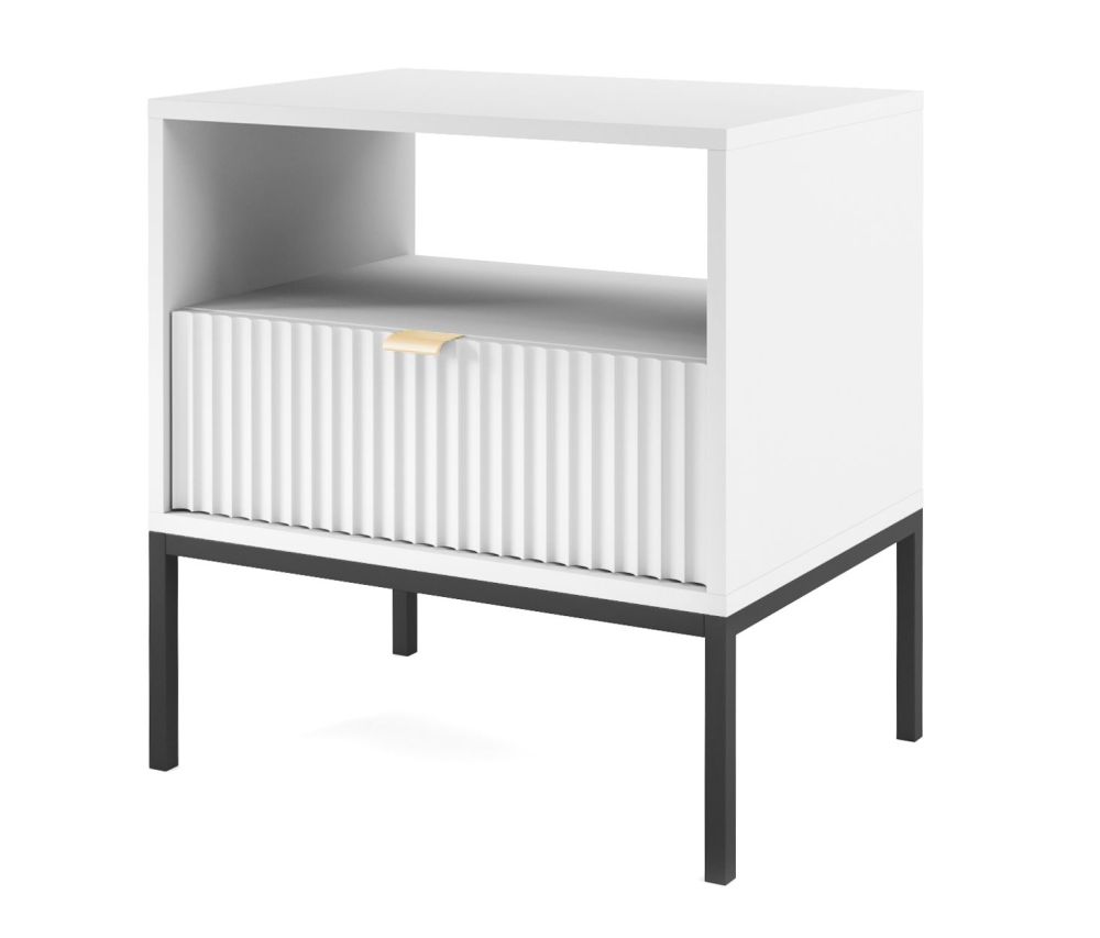 Nova naktinis staliukas su stalčiumi S-54 baltas