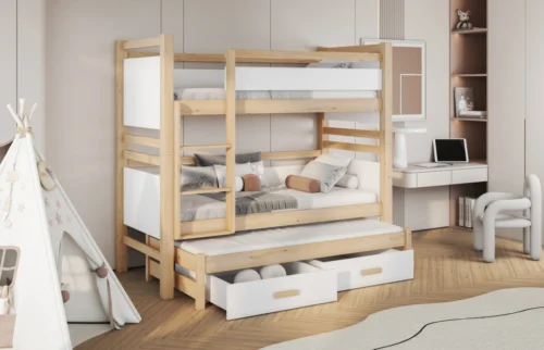 JANIS III trivietė dviaukštė lova su stalčiais 80×181 cm