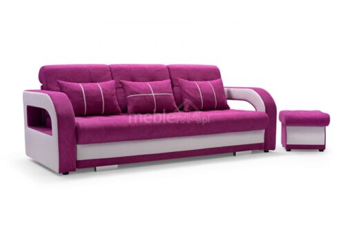 Nina sofa-lova su pagalvėlėmis ir pufu