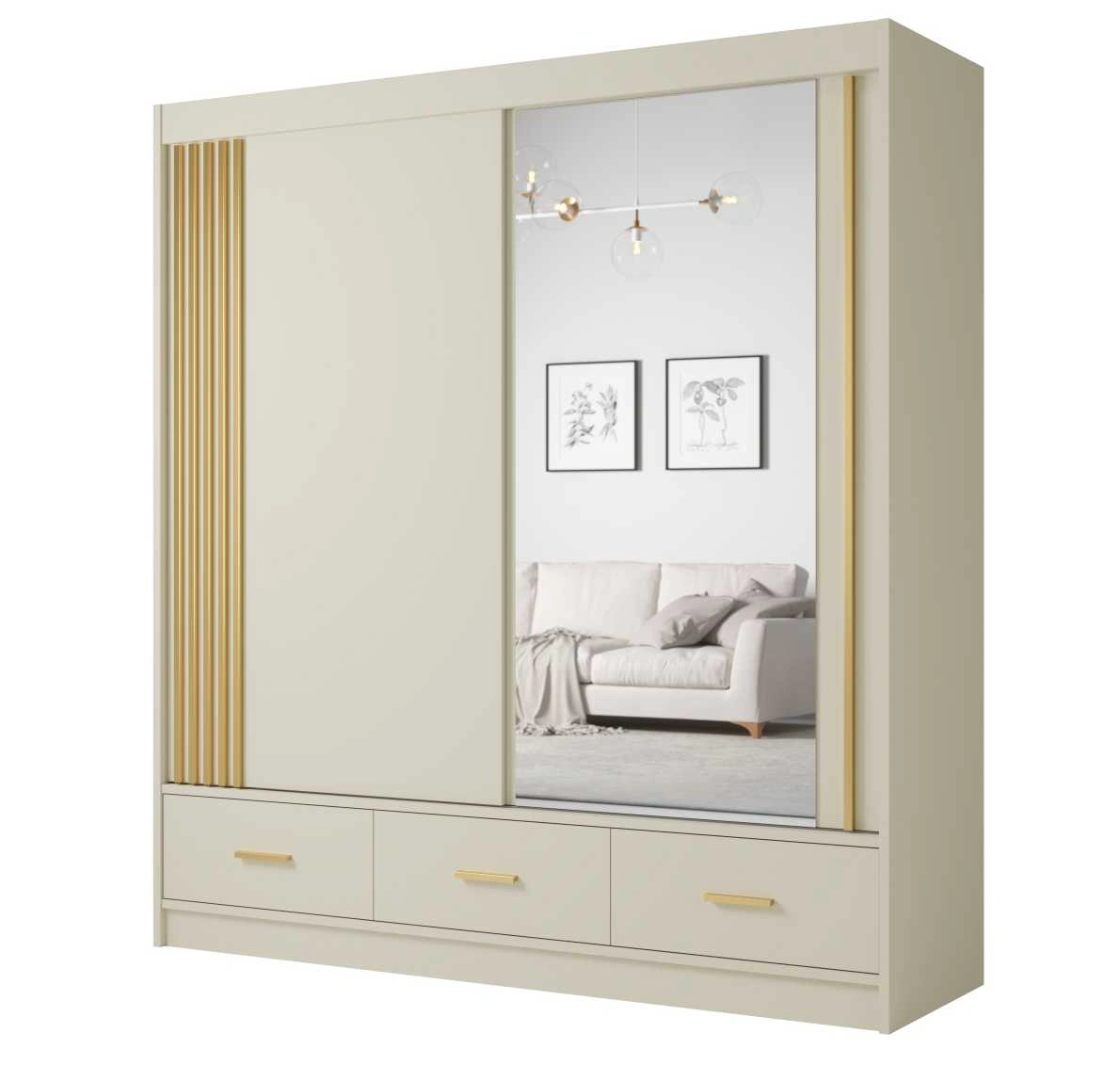 Stumdoma spinta su veidrodžio juostelėmis ir stalčiais Canada CA-200 kašmyras