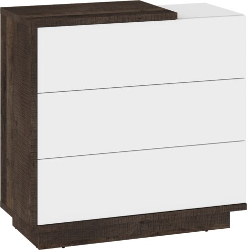 BRITA 09 baldų komoda svetainei, miegamajam, ąžuolo, granido, baltos spalvos