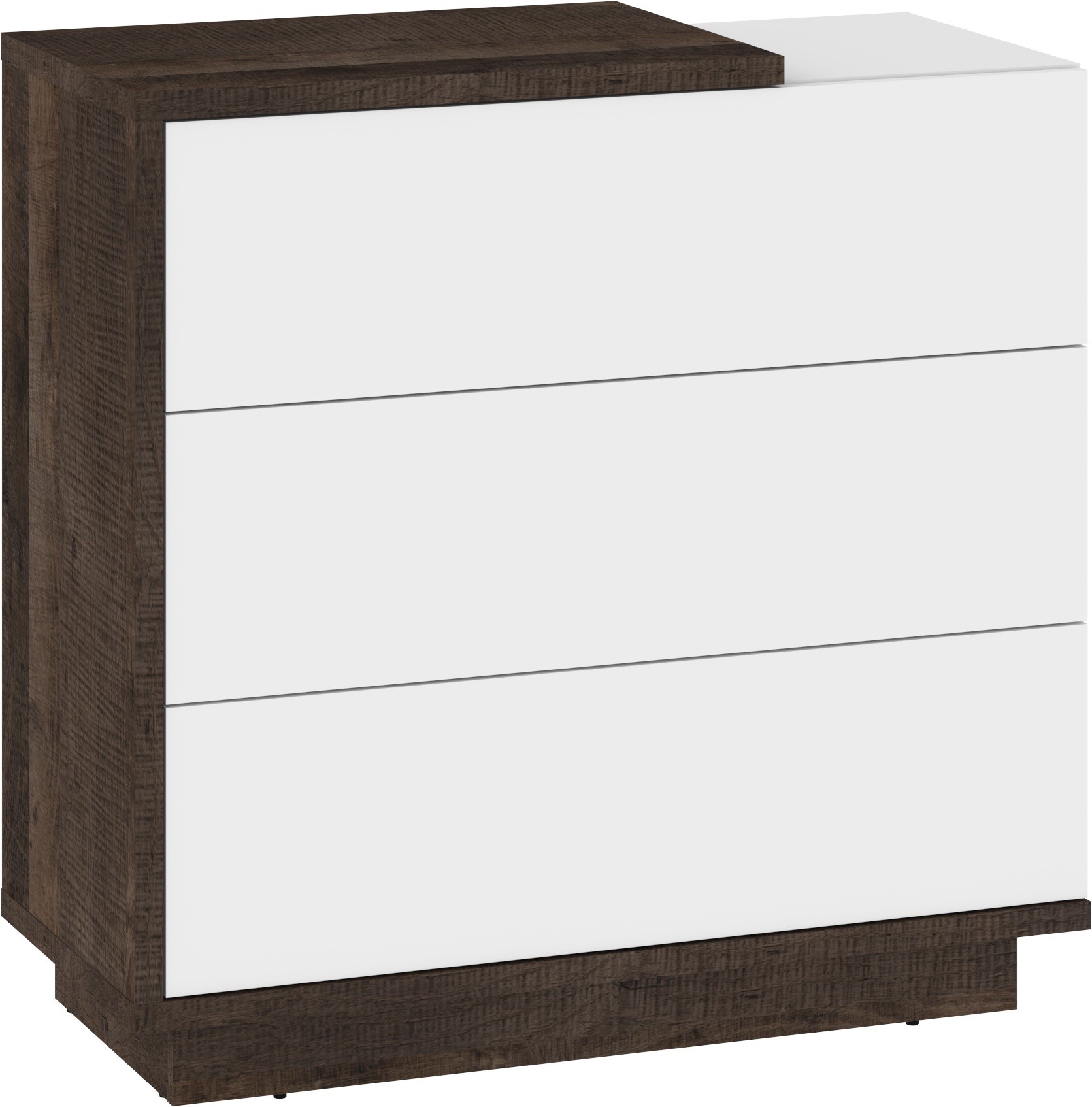 BRITA 09 baldų komoda svetainei, miegamajam, ąžuolo, granido, baltos spalvos