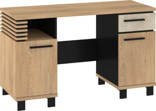 LAMIR 02 baldai 2d1s kompiuterinių žaidimų stalas kremonos ąžuolo granados migdolų spalvos