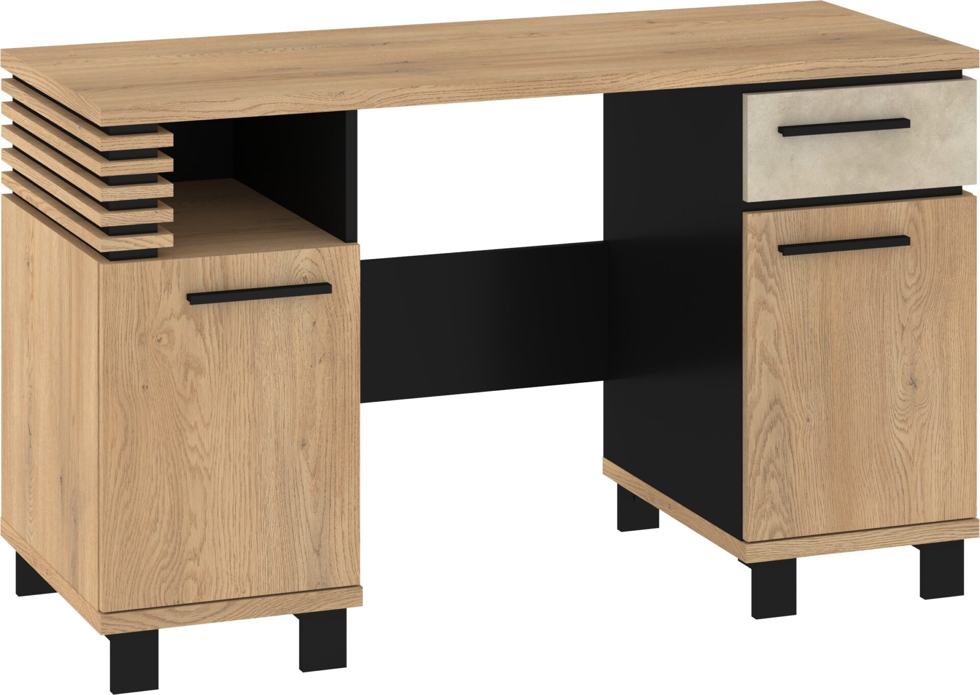 MILAR 02 baldai 2d1s kompiuterinių žaidimų stalas kremonos ąžuolo granados migdolų spalvos