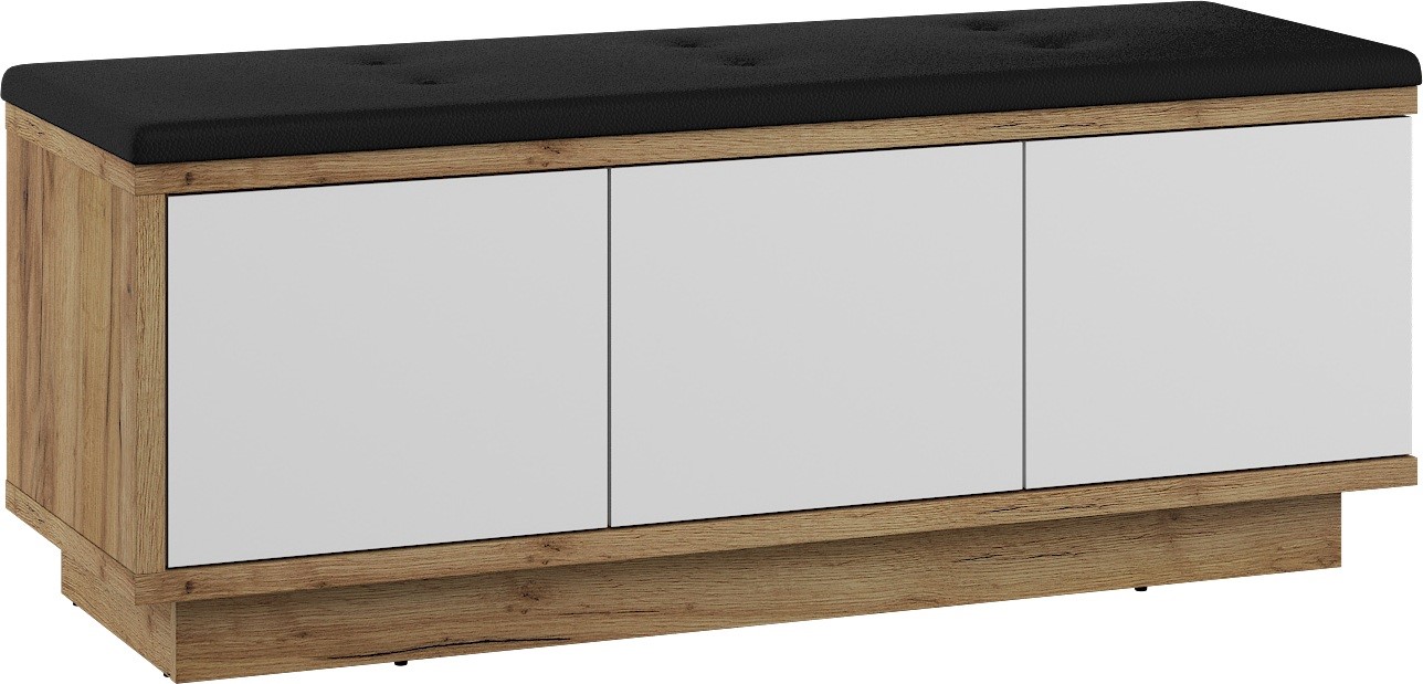 BRITA 02 prieškambario spintelė su sėdyne, ąžuolo spalvos, auksinė, balta