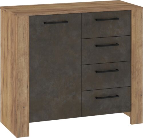 DELIS 02 baldų komoda su durelėmis svetainei, auksinė granada b