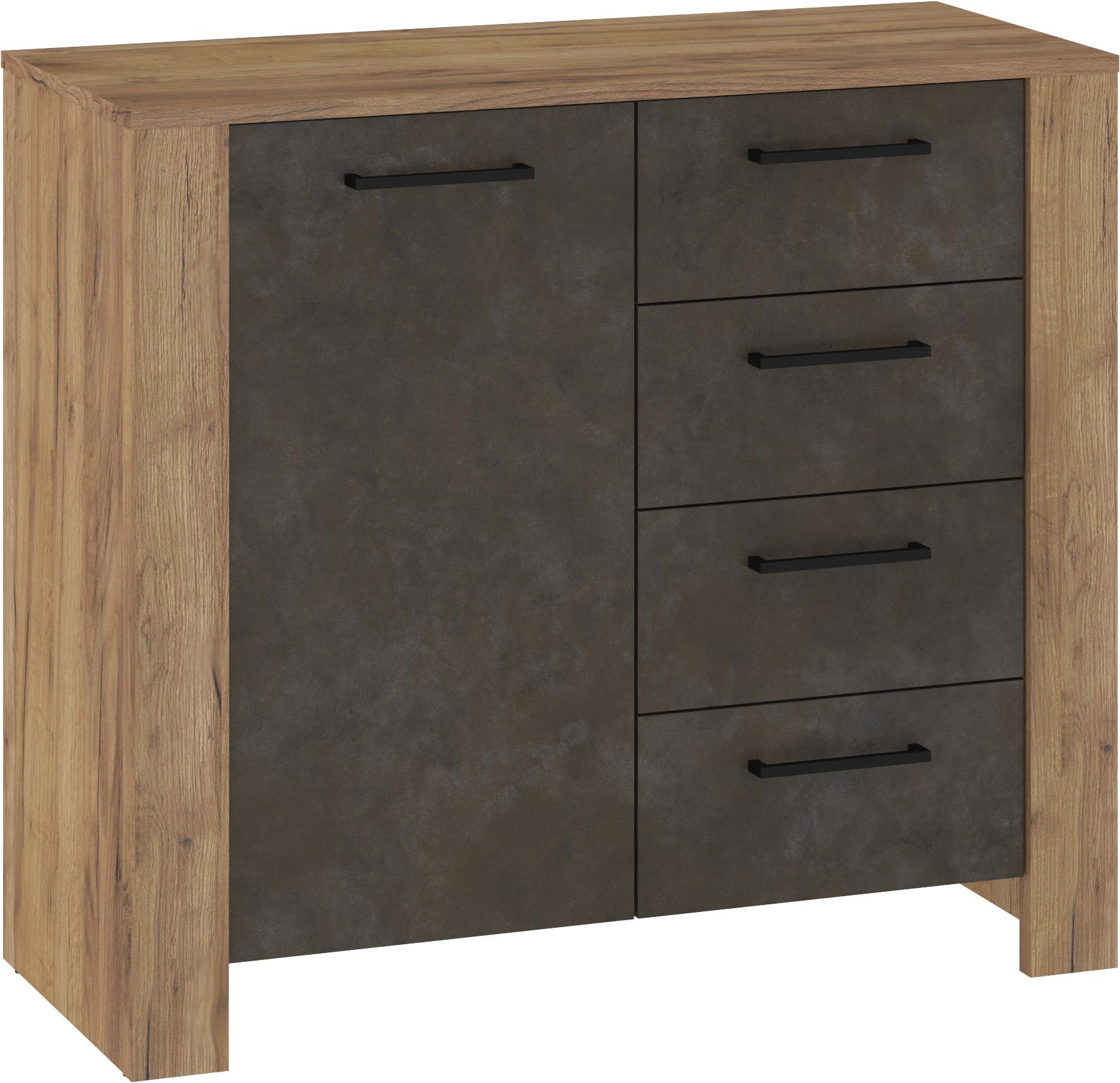 DELIS 02 baldų komoda su durelėmis svetainei, auksinė granada b