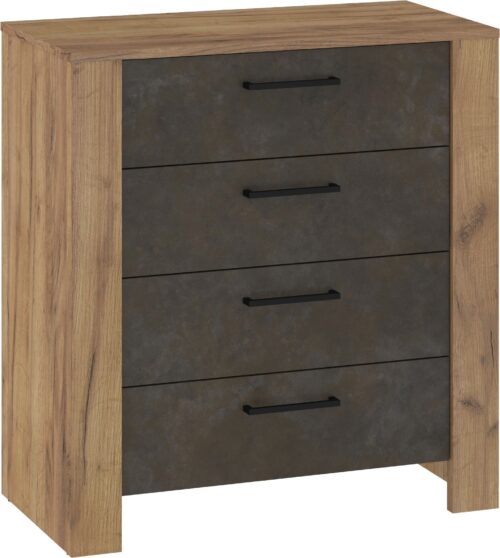 DELIS 05 baldų komoda svetainei, miegamajam, rankdarbių reikmenų, aukso pilka, ruda