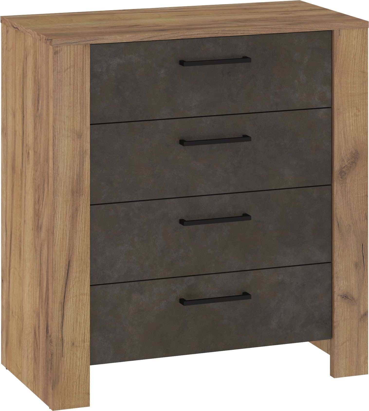 DELIS 05 baldų komoda svetainei, miegamajam, rankdarbių reikmenų, aukso pilka, ruda