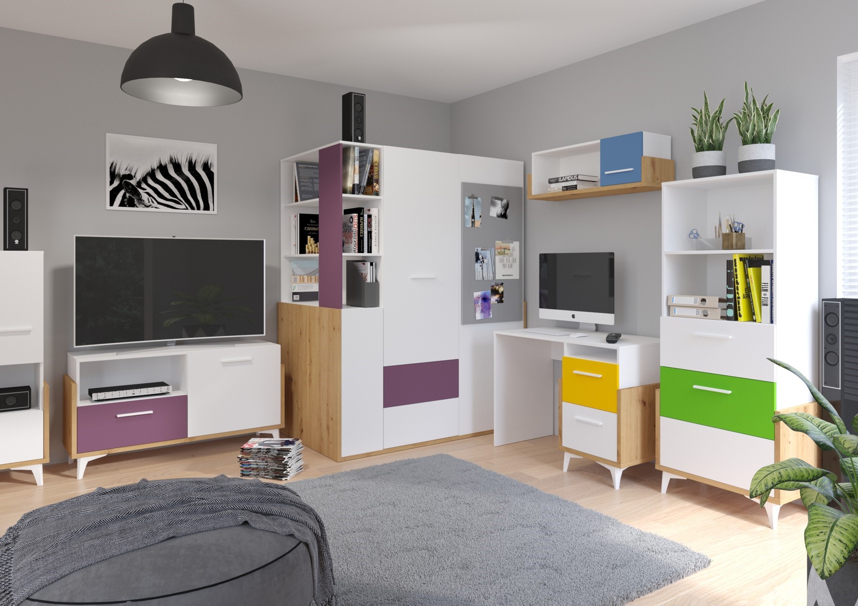 HEY baldai #4 jaunimo komplektas sieninė spintelė