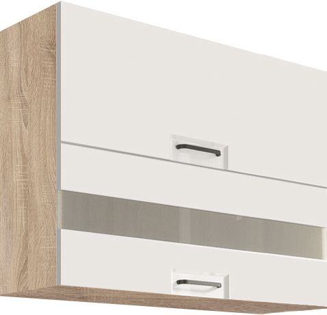 Viršutinė spintelė 90 cm vitrina Favorit White FW-42G