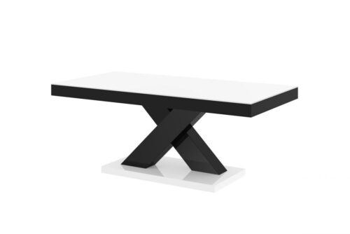 XENON MINI 120×60 kavos staliukas, blizgi balta/blizgi juoda