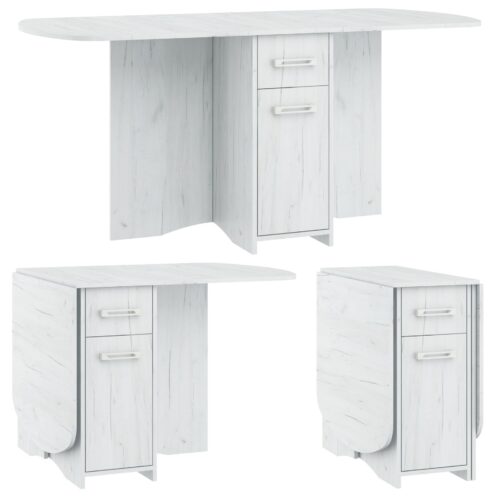 PART 10 išskleidžiamas sulankstomas stalas valgomajam virtuvėje virtuvės reikmenų rinkinys ąžuolas baltas