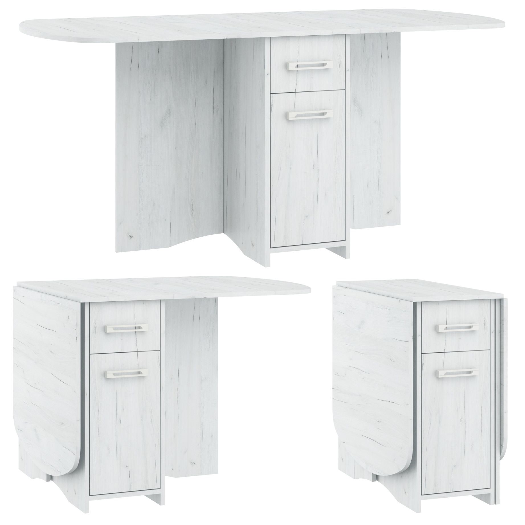 PART 10 išskleidžiamas sulankstomas stalas valgomajam virtuvėje virtuvės reikmenų rinkinys ąžuolas baltas