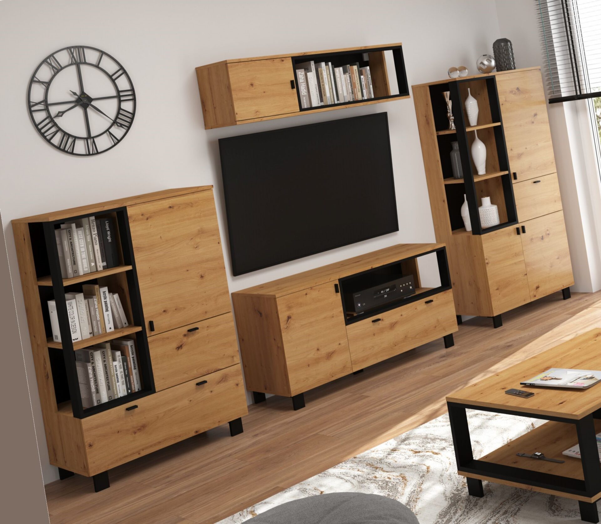 GAVES #1 baldai svetainei sieninė spintelė knygų lentyna TV spintelė pakabinama lentyna amatininkas