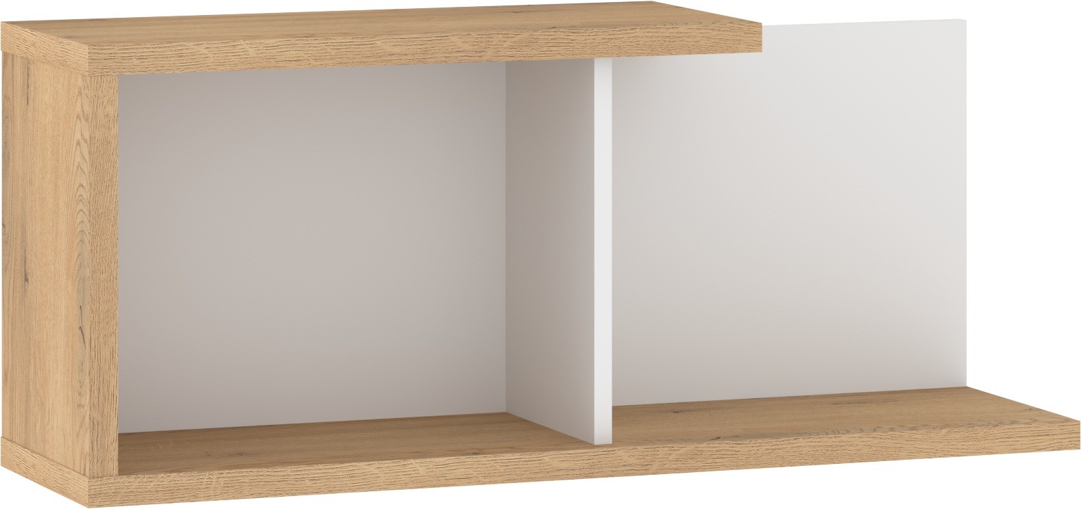 BRITA 14 baldų sieninė lentyna svetainei, kremonos ąžuolo balta spalva