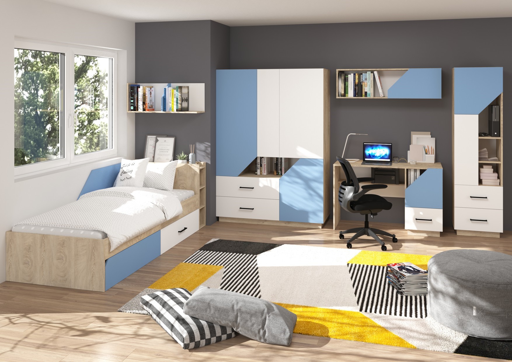 EPA baldai #3 jaunimo sieninių sekcijų komplektas