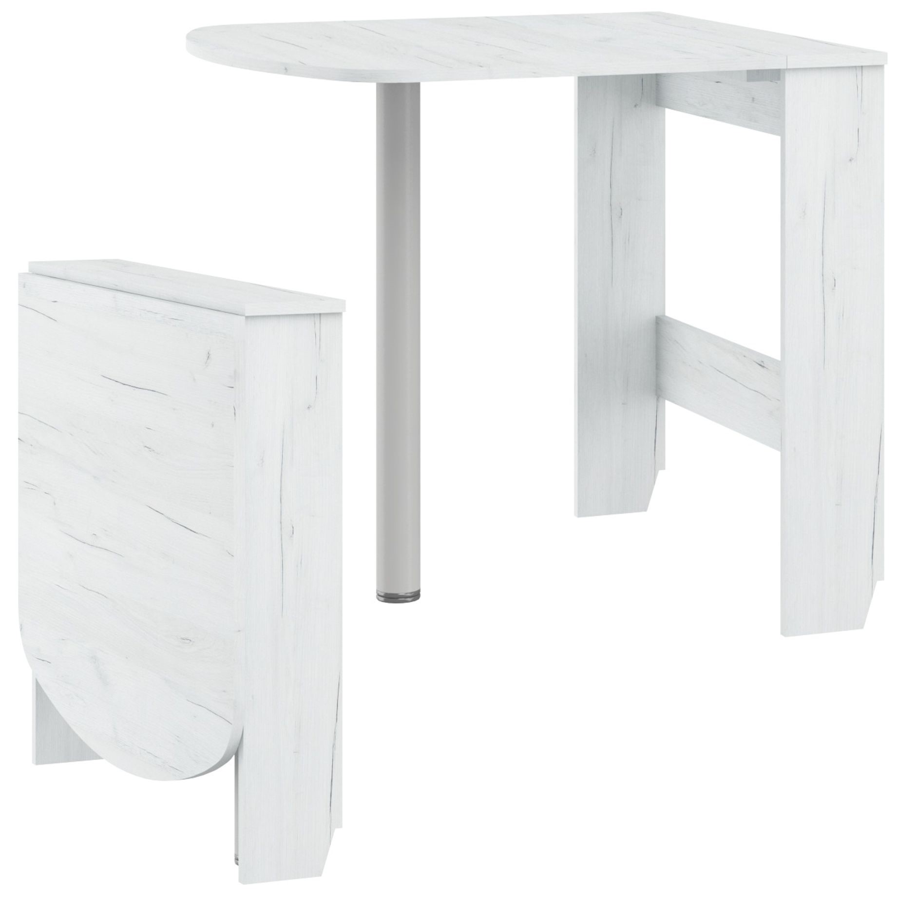 6 PART sulankstomas sieninis stalas virtuvei, valgomajam, ąžuolo spalvos, baltas