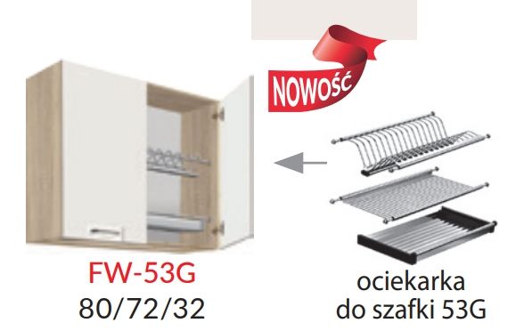 Viršutinė spintelė 80 cm su džiovykle Favorit White FW-53G