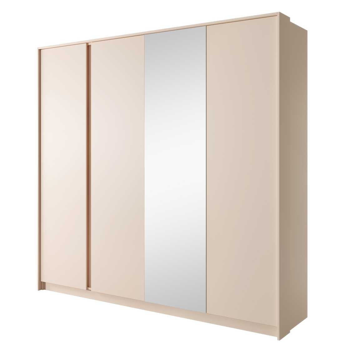 Smėlio spalvos 4 durų spinta 220 cm su veidrodžiu Dast