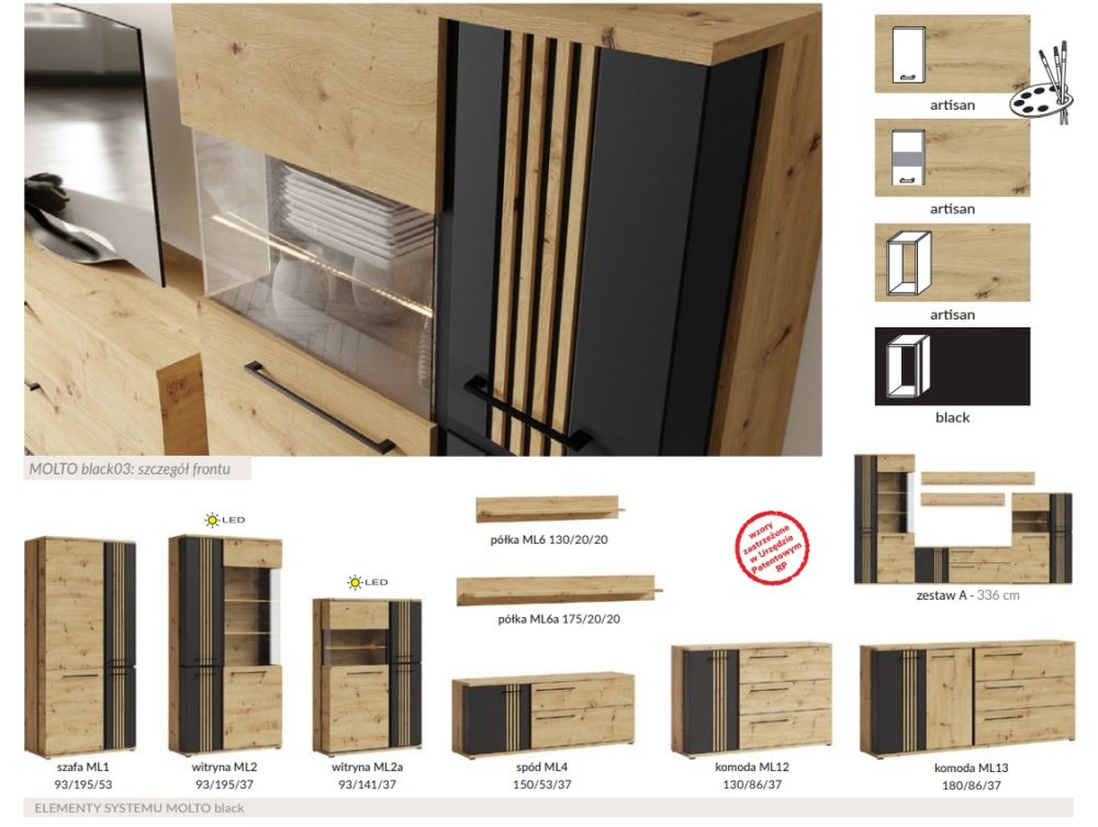 Žema palėpės vitrina Molto juoda ML2a — изображение 4