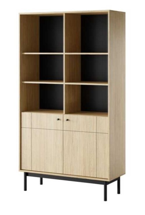 R104 Japandi ąžuolo linea knygų spinta su spintelėmis