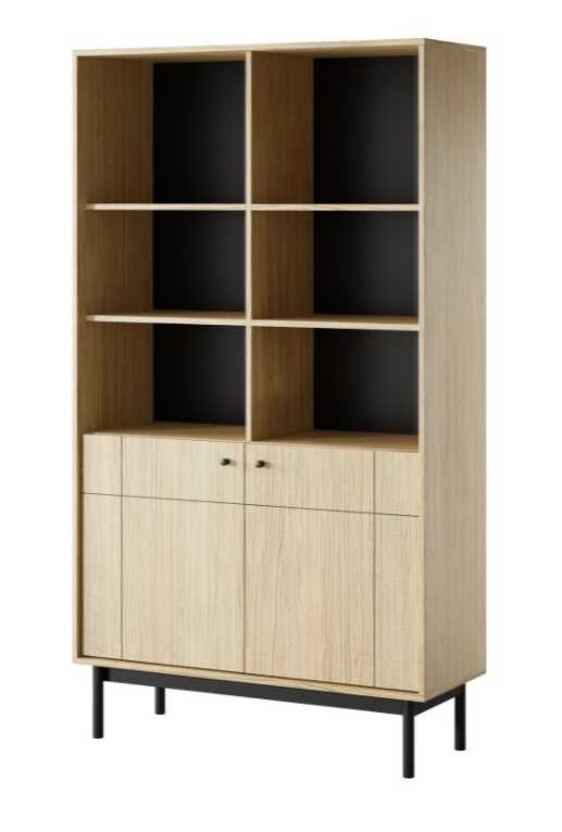 R104 Japandi ąžuolo linea knygų spinta su spintelėmis